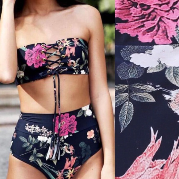 Other - 🖐🏼⭐️🏆🆕High waist bandeau floral bikini😍